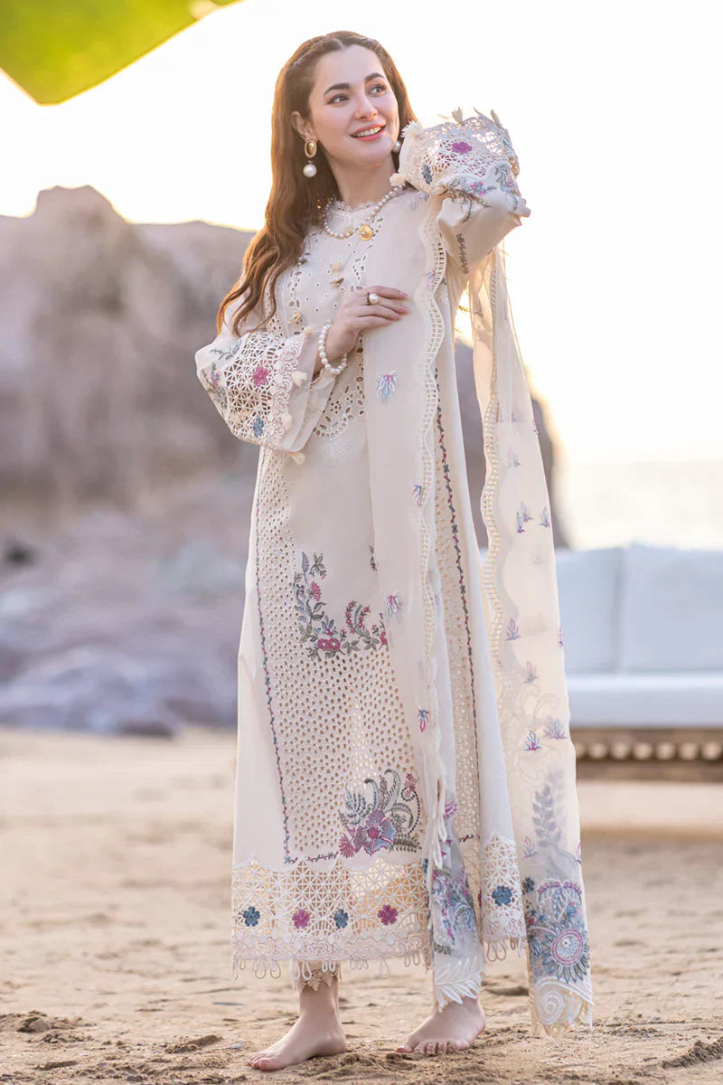 QALAMKAR Chikenkari Lawn 3PC Embroidered With Organza Embroidered Dupatta-455