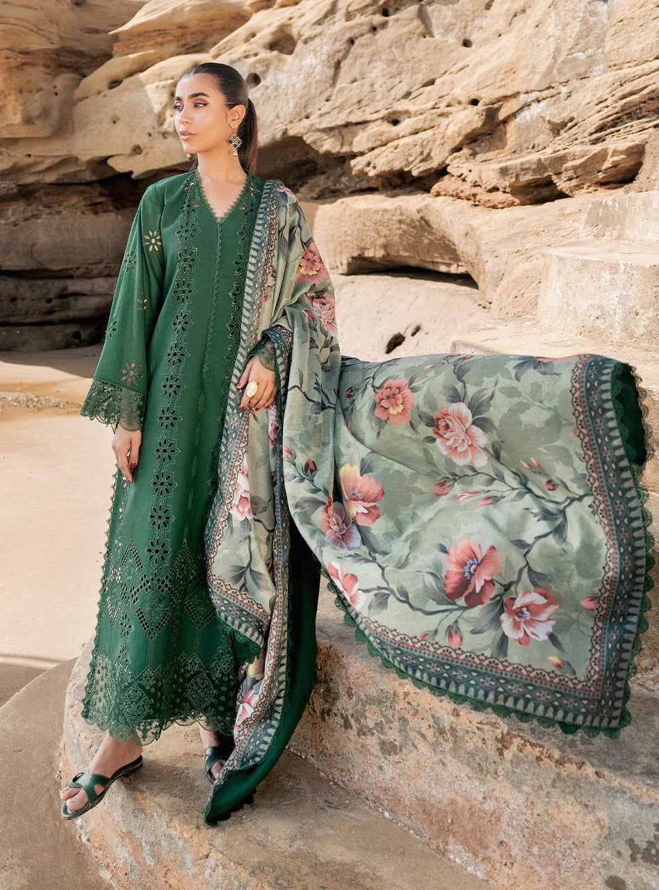 ZAINAB CHOTTANI 3PC Luxury Lawn Chikankri Embroidered With Printed Dupatta-453