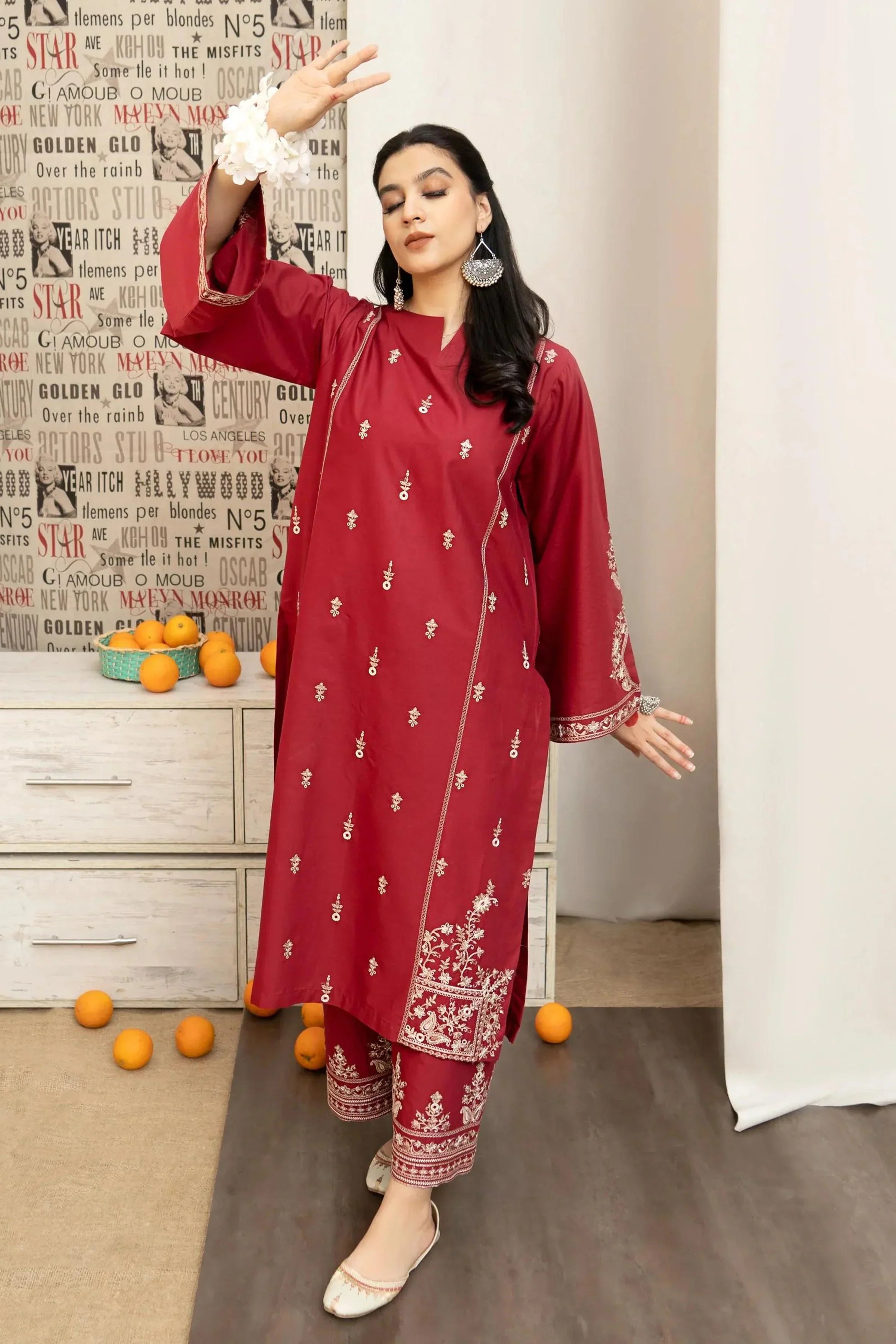 URGE Dhanak 3PC Embroidered With Digital Printed Shawl-657