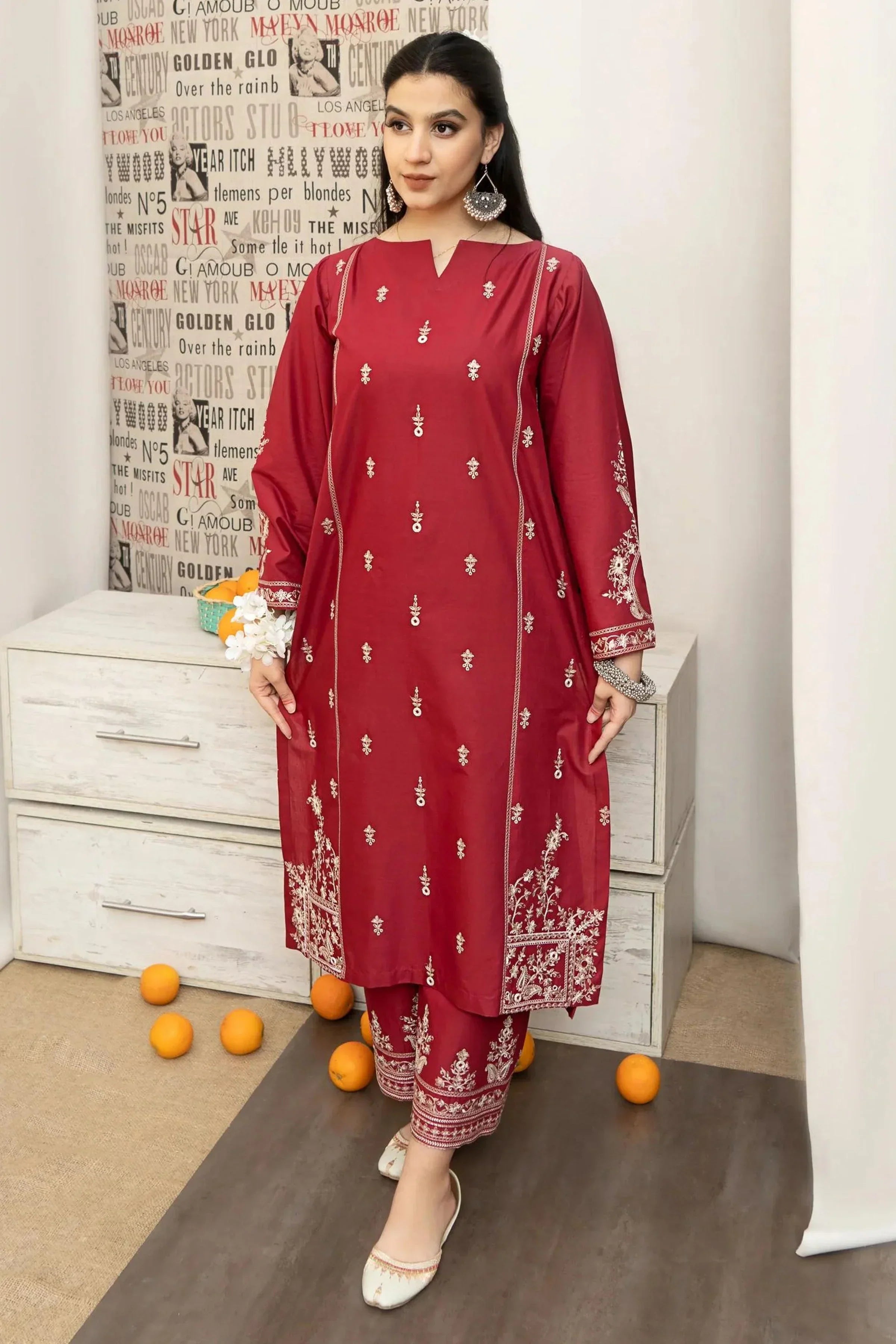 URGE Dhanak 3PC Embroidered With Digital Printed Shawl-657