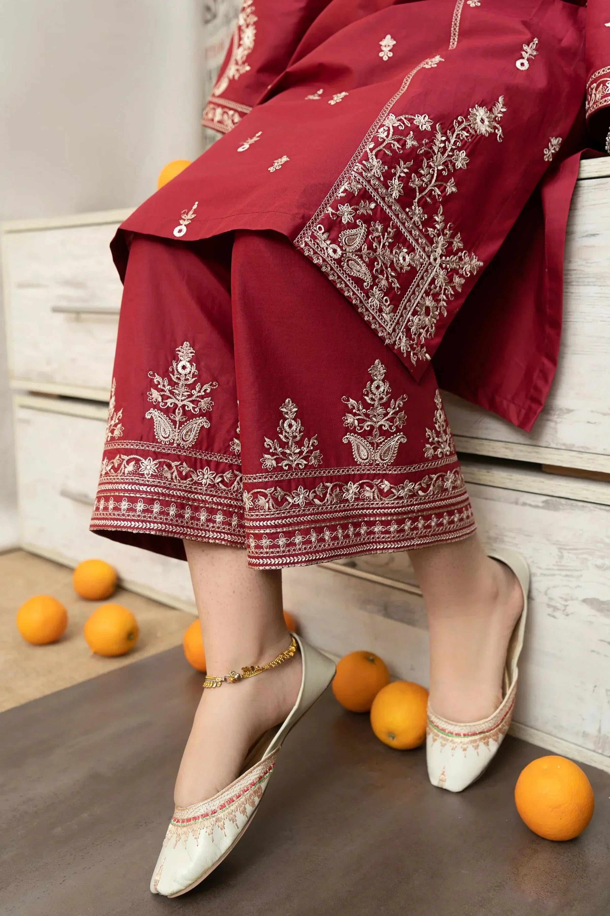 URGE Dhanak 3PC Embroidered With Digital Printed Shawl-657