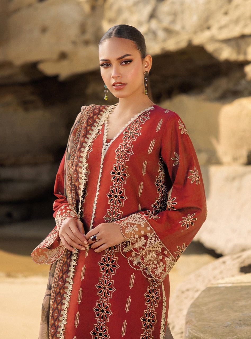 ZAINAB CHOTTANI 3PC Luxury Lawn Chikankri Embroidered With Printed Dupatta-454