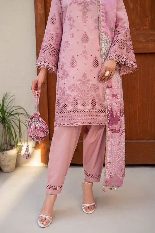 JAZMIN 3PC Chekankari Lawn Embroidered With Printed Dupatta-480