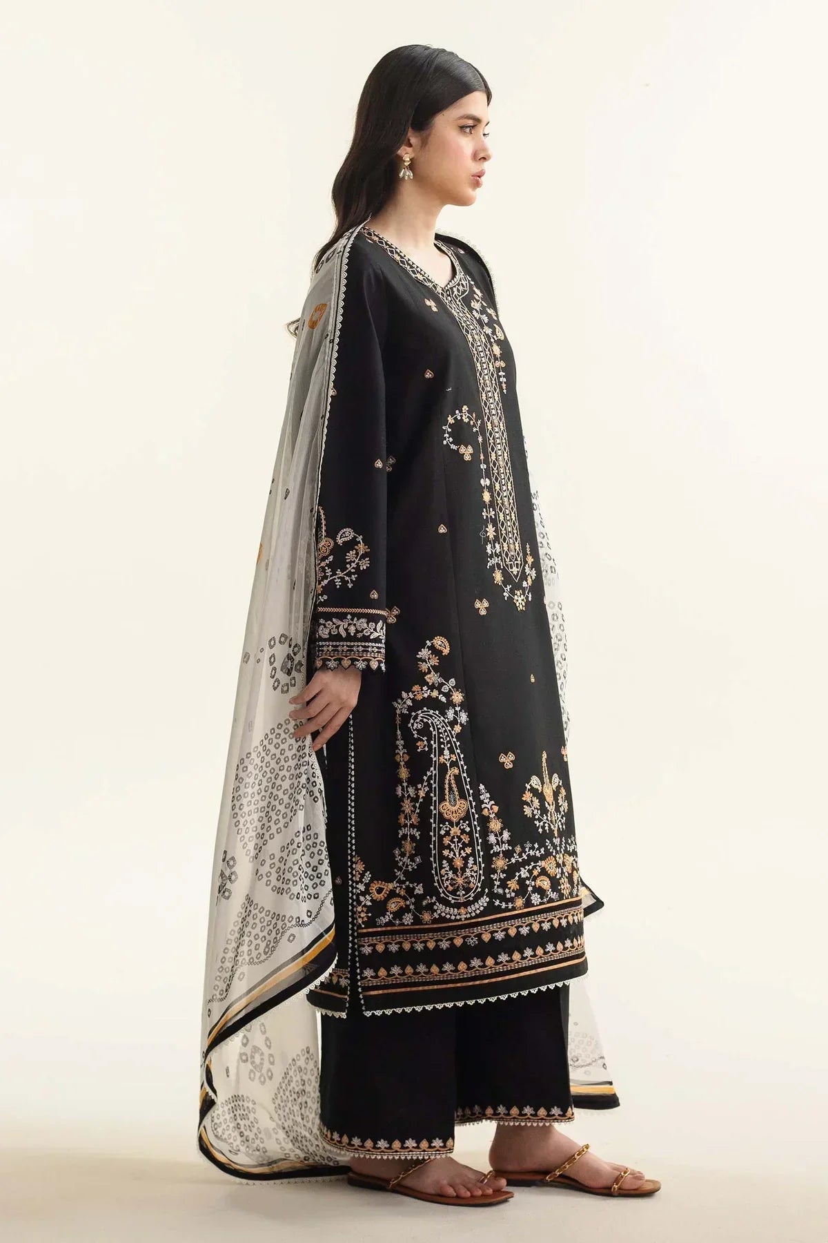 ZARA SHAHJAHAN 3PC Lawn Embroidered Shirt With Printed Dupatta-490