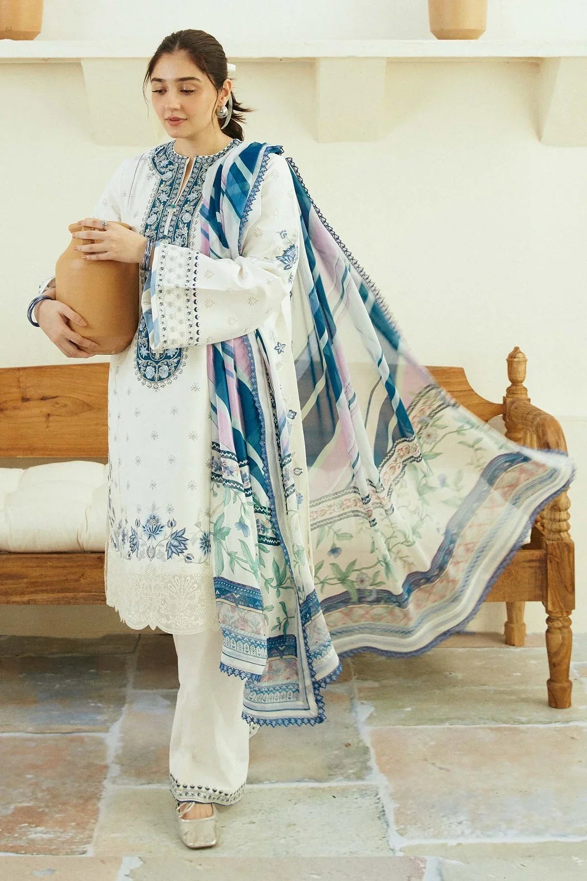 ZARA SHAHJAHAN 3PC Lawn Embroidered Shirt With Printed Dupatta-492