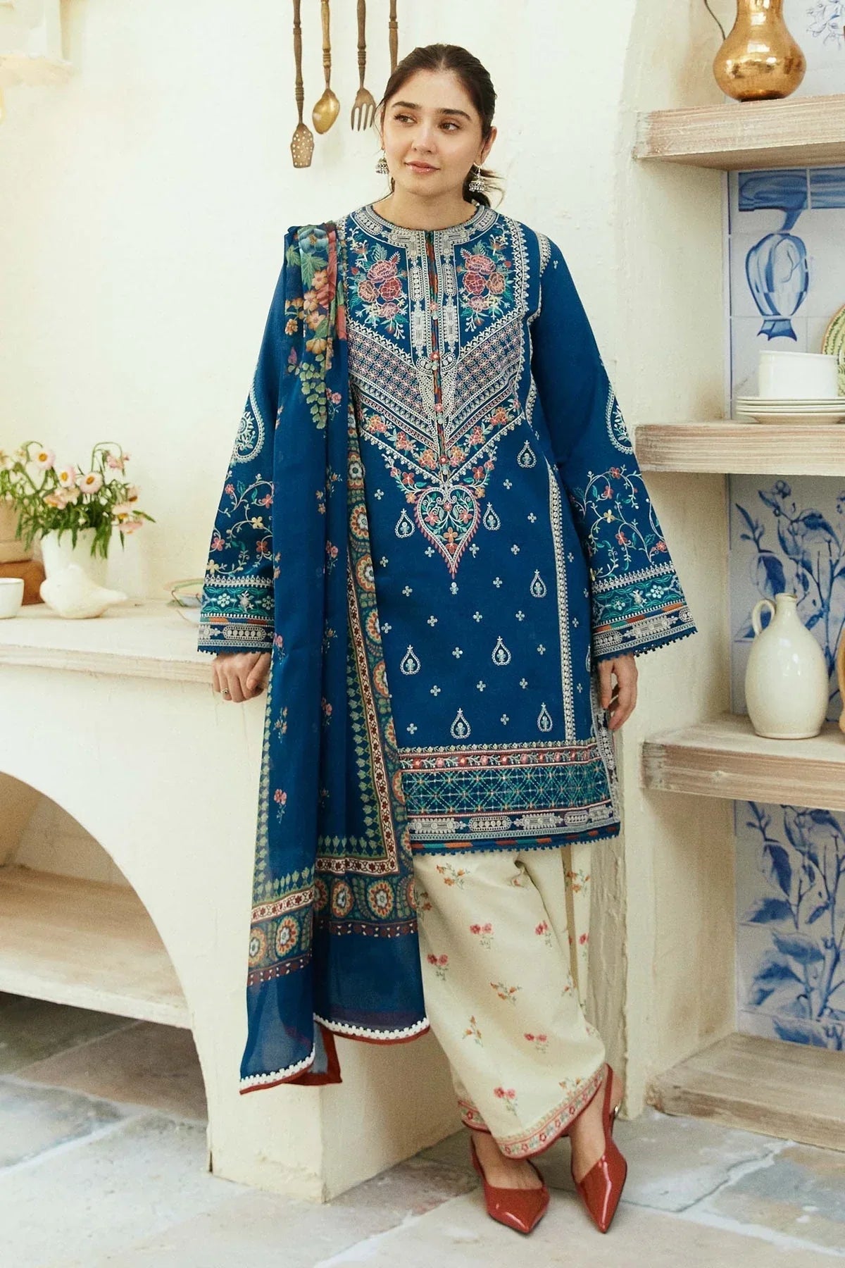 ZARA SHAHJAHAN 3PC Lawn Embroidered Shirt With Printed Dupatta-489