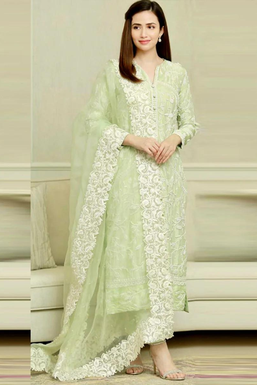 Sana javed Linen 3PC Embroidered-840