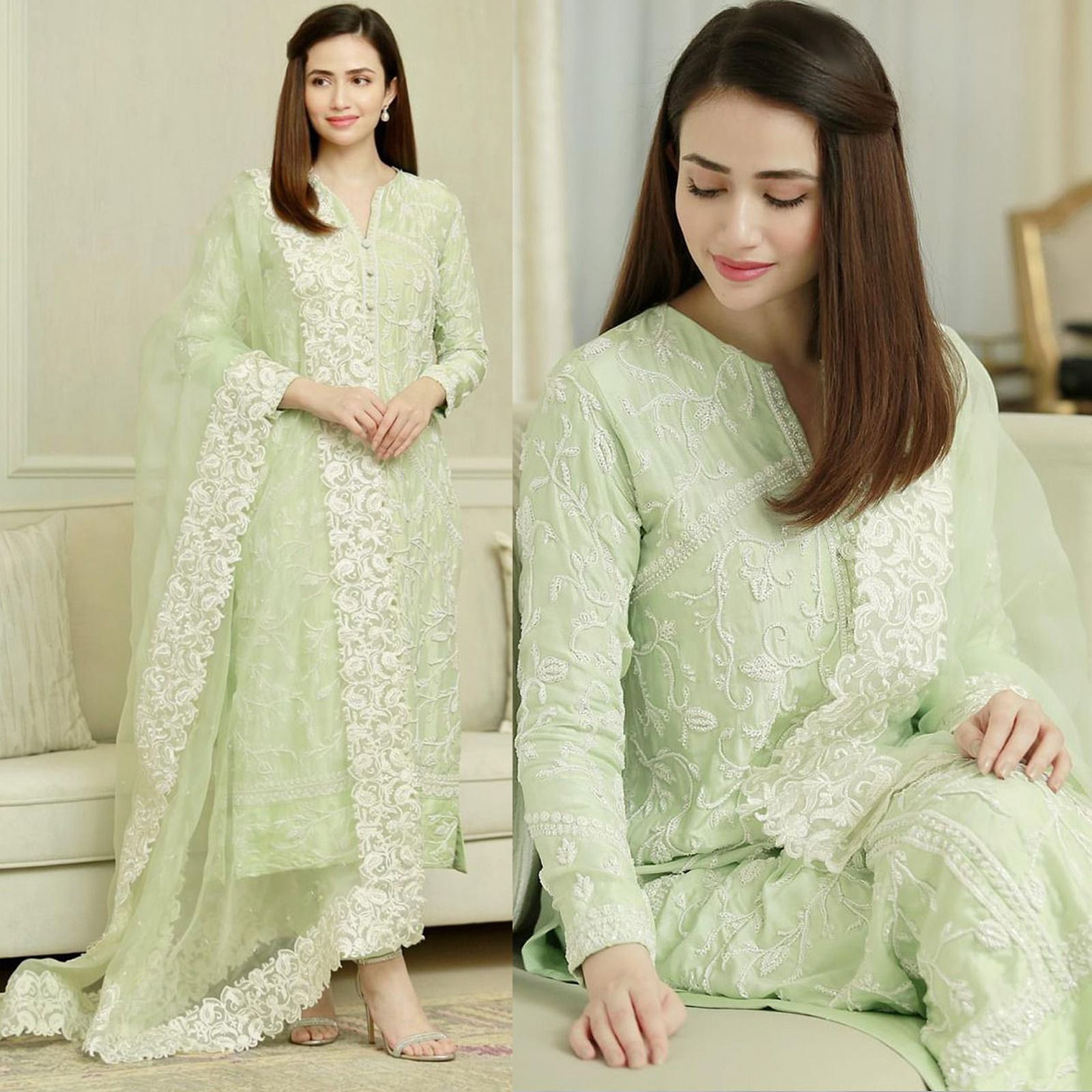 Sana javed Linen 3PC Embroidered-840