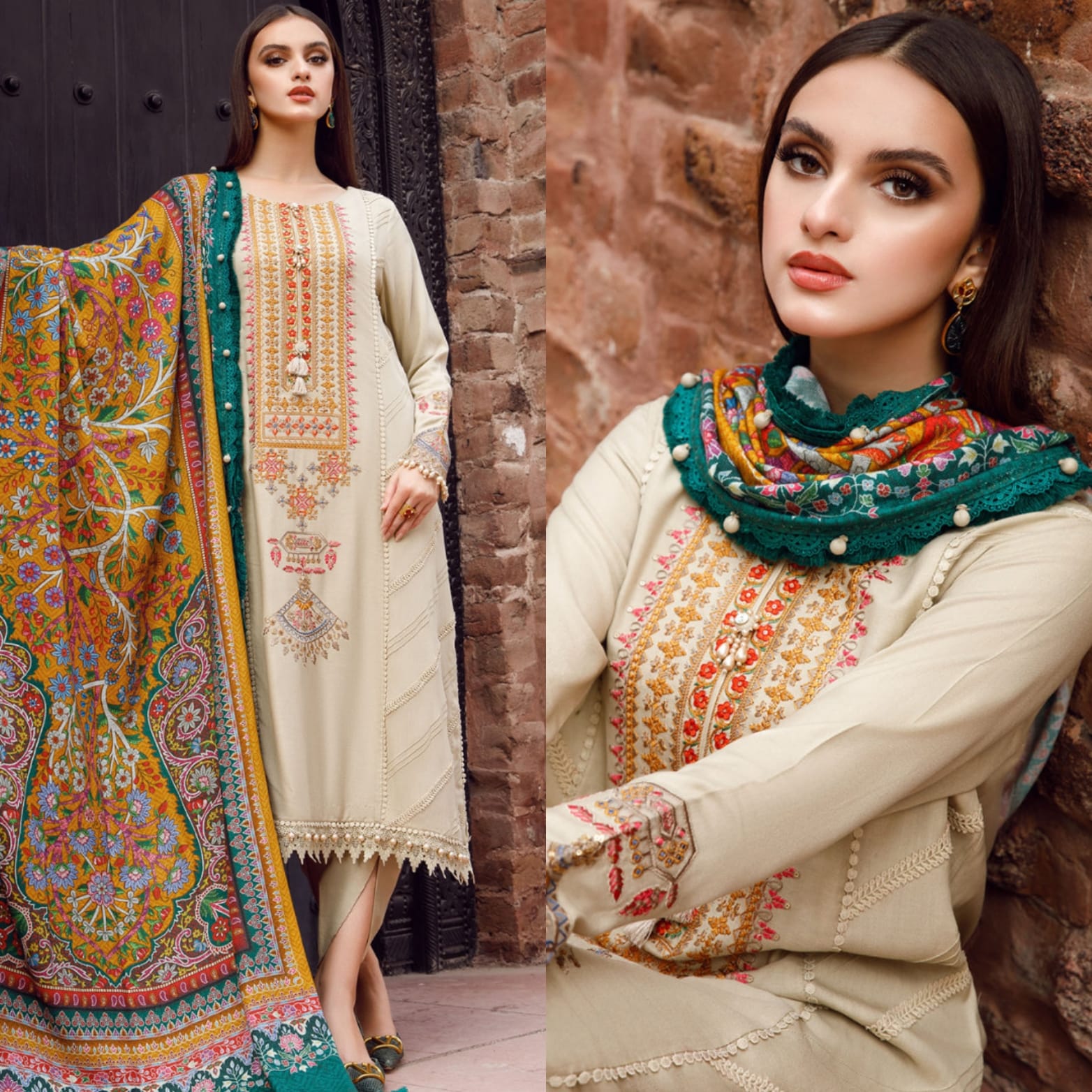 Maria B Dhanak 3PC Embroidered-1302