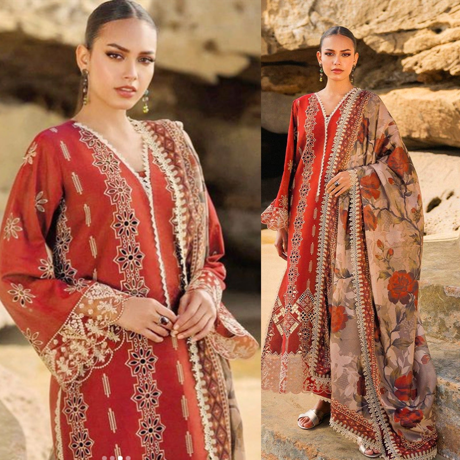 ZAINAB CHOTTANI 3PC Luxury Lawn Chikankri Embroidered With Printed Dupatta-454